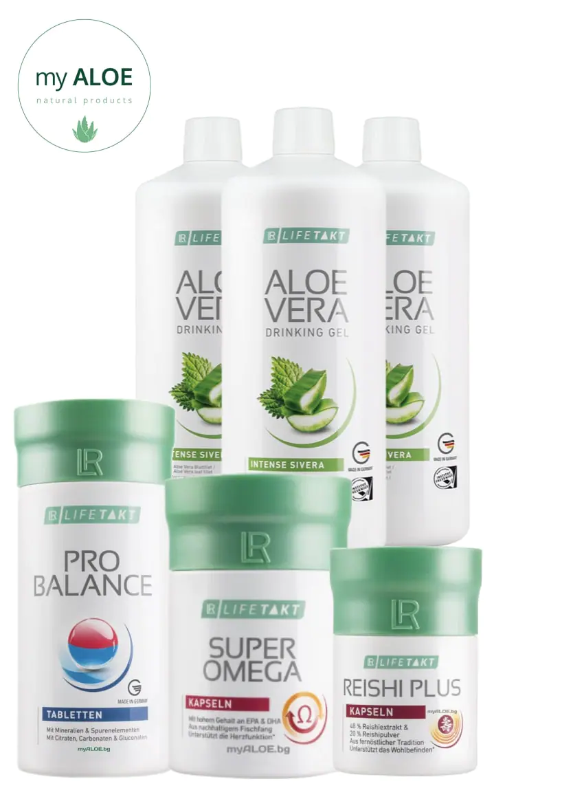 Комплект за Високо Кръвно - Aloe Vera с Коприва, Super Omega 3, Pro Balance, Гъба Рейши